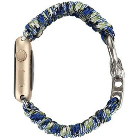 Curea iUni compatibila cu Apple Watch 1/2/3/4/5/6/7, 38mm, Elastic Paracord, Rugged Nylon Rope, Blue